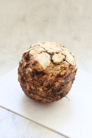 Celery root on a white backgroundの写真素材