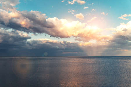 Beautiful orange sunset over blue sea