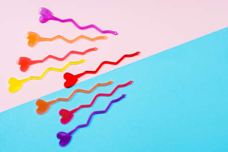 Multicolored romantic Heart shape cocktail stick valentine's dayの写真素材