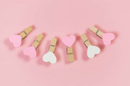 Many of pink hearts on pink paper background Valentines day