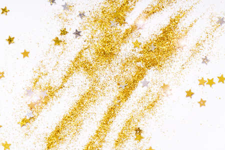 Drops of gel with sparkles and stars on a white background Abstract background