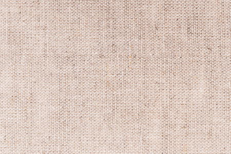 Natural linen canvas, organic textile with embroidery. Linen fabric texture, fabric backgroundの写真素材