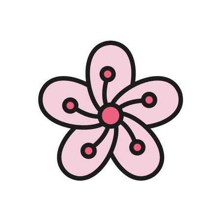 cute flower petal icon vector illustration design graphic flat style pinkのイラスト素材