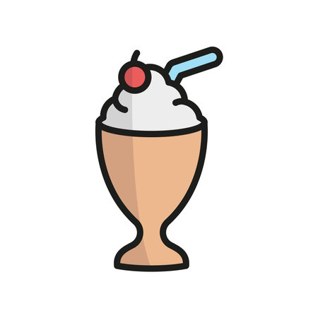 Milkshake drink icon showcases a fun and colorful design, perfect for cafe menus, dessert branding, or beverage-themed projects.のイラスト素材
