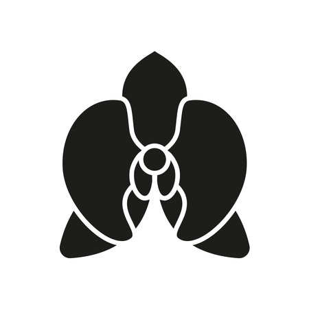 Orchid flower icon features a sophisticated and elegant design, perfect for luxury branding, floral patterns, or nature-inspired projectsのイラスト素材