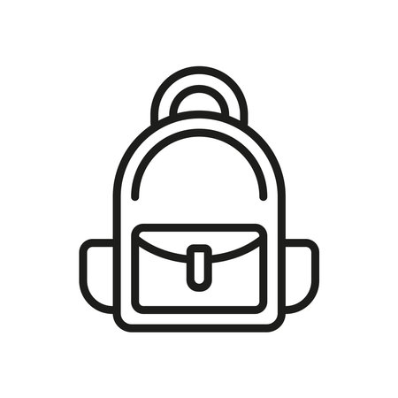 Backpack clothing icon featuring a simple and stylish design, perfect for school-related graphics, camping gear stores, and digital fashion catalogs.のイラスト素材