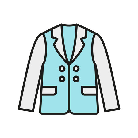 Blazer clothing icon is a simple vector illustration of a classic blazer, perfect for representing formal wear, fashion brands, and apparel design.のイラスト素材