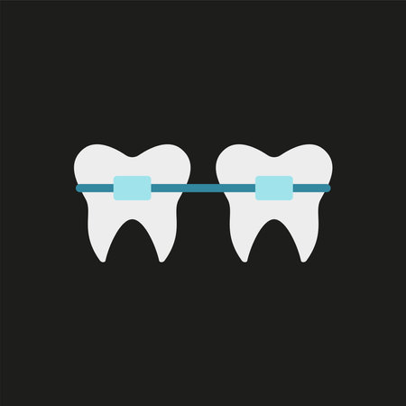Braces tooth medical icon, designed with clean lines and modern simplicity, ideal for orthodontic clinics, dental care apps, or educational materials about oral healthのイラスト素材