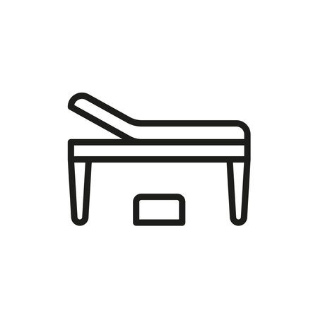 Examining table icon with a sleek and professional design, perfect for illustrating medical checkups, hospital rooms, and patient care environments.のイラスト素材