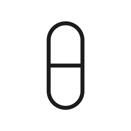 Pill medical icon is a simple vector illustration of a capsule and tablet, perfect for representing medication, pharmacy, and healthcare applications.のイラスト素材