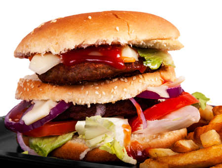 Hamburger isolated on white backgroundの写真素材