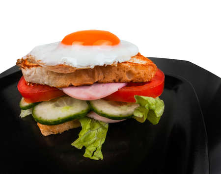 sandwich with ham and vegetablesの写真素材