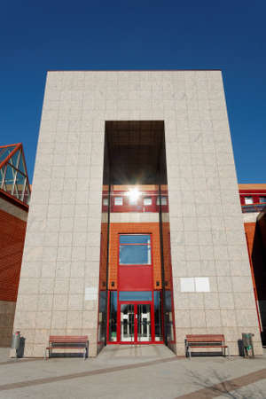 Large monumental door with blue skyのeditorial素材