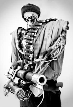 Closeup of a robot against white backgroundの写真素材