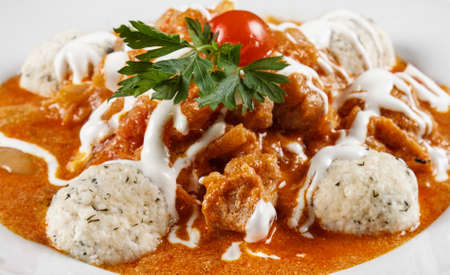 Delicious stew on the wooden tableの写真素材