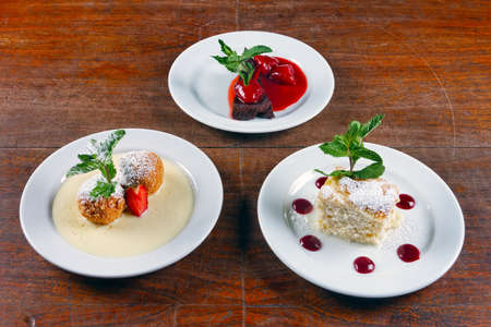 Three Traditional hungarian desserts on the tableの写真素材