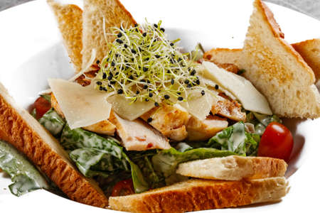 Healthy appetizer with  toast closeup photoの写真素材