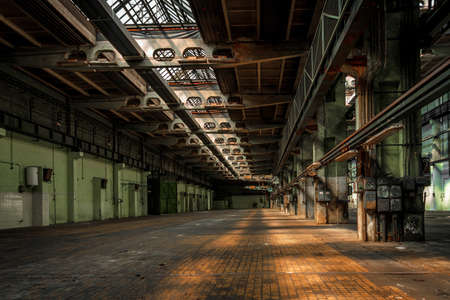 Large industrial interior in a cool styleの写真素材