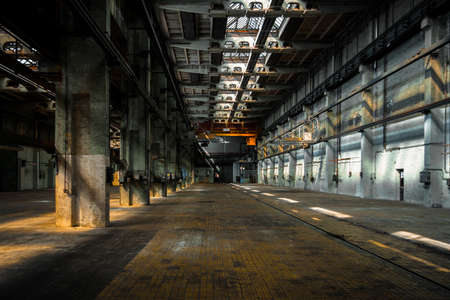 Large industrial interior in a cool styleの写真素材