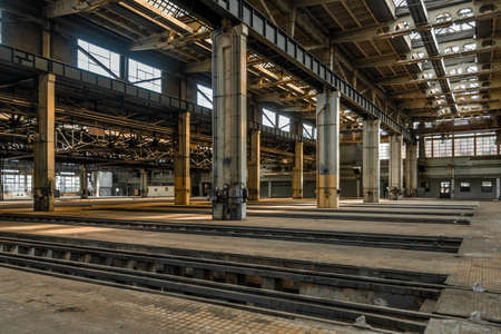 Large industrial interior in a cool styleの写真素材