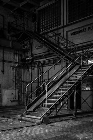 Dark industrial interior of an old buildingの写真素材