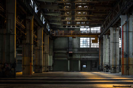 Large industrial interior in a cool styleの写真素材