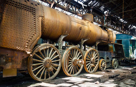 Part of an old industrial train closeupの写真素材
