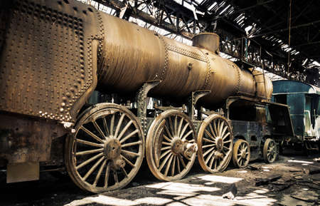Part of an old industrial train closeupの写真素材