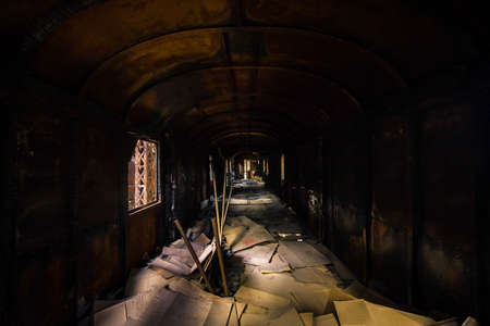 Industrial carriage interior in dark colorsの写真素材