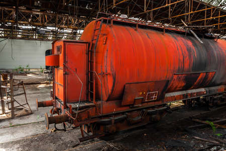 Old oil transporter at depot closeupの写真素材