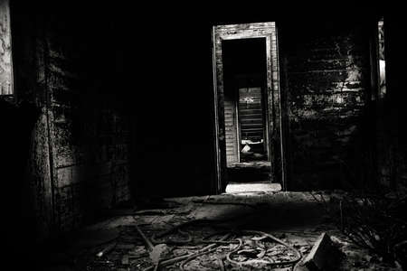 Old train carriage interior with light intrudingの写真素材