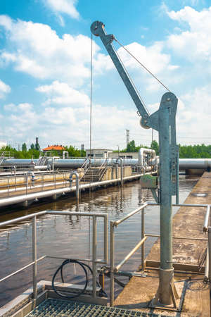 Water treatment facility with large pools of waterの写真素材