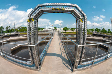 Water treatment facility with large pools of waterの写真素材