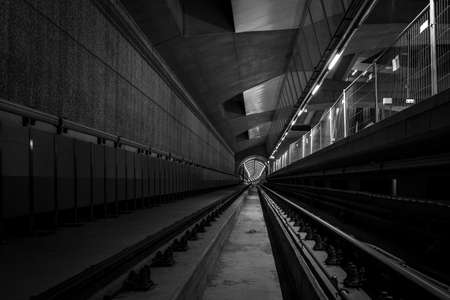 Deep metro tunnel under constructionの写真素材