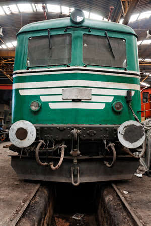 Old trains in abandoned depot parkingの写真素材