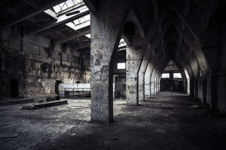  abandoned industrial interior in dark colors