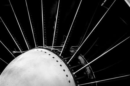 Closeup of a jet engine of an aircraftの写真素材