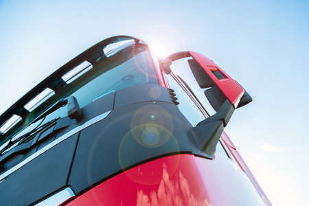 Large truck details against blue skyの写真素材