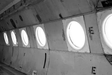 Airplane interior with seatsの写真素材