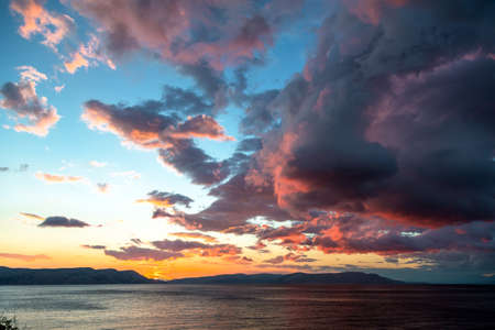 Beautiful landscape with sunset and seaの写真素材