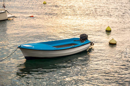 Landscape with boats and seaの写真素材