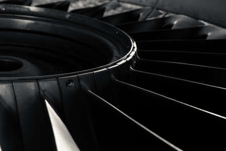 Closeup of a jet engine of an aircraftの写真素材