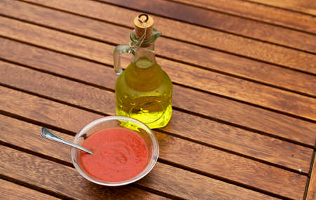 fresh red tomato sauce with oilの写真素材