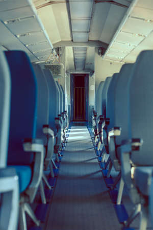 Airplane interior with seatsの写真素材