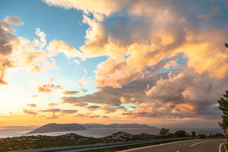 Beautiful landscape with sunset and seaの写真素材