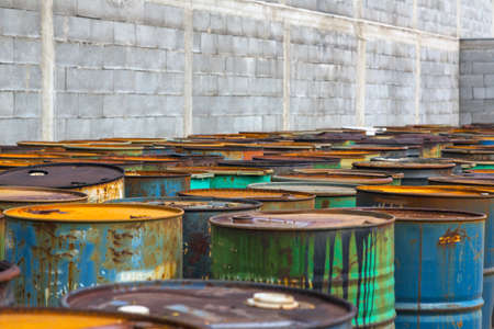 Several barrels of toxic waste at the dumpの写真素材