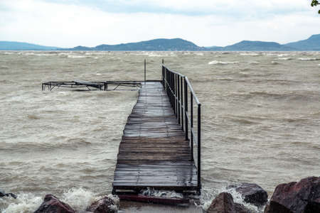 Storm over the lake Balatonの写真素材
