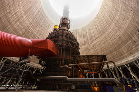 Thermal power plant with large chimney