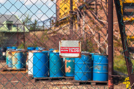 Several barrels of toxic waste at the dumpの写真素材