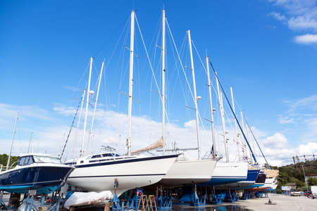Beautiful landscape with boats and seaの写真素材